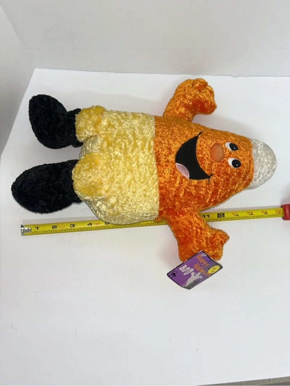 Vintage 2002 Kids of America Candy Corn Plush Halloween BOO Tag 15” Stuffed Toy